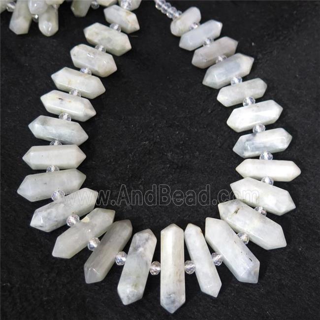 white MoonStone bullet beads