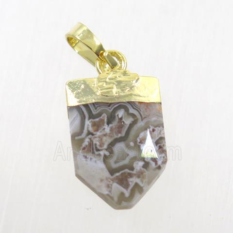 botswana agate arrowhead pendant, gold plated