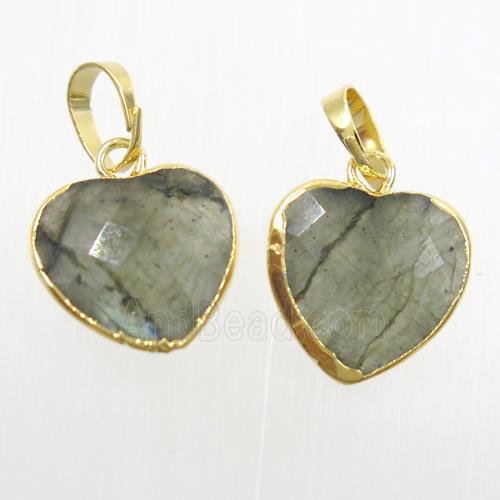 Labradorite heart pendant, gold plated