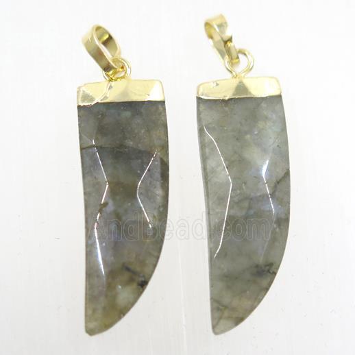 Labradorite horn pendant, gold plated