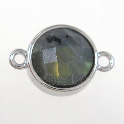 Labradorite circle connector, gold plated