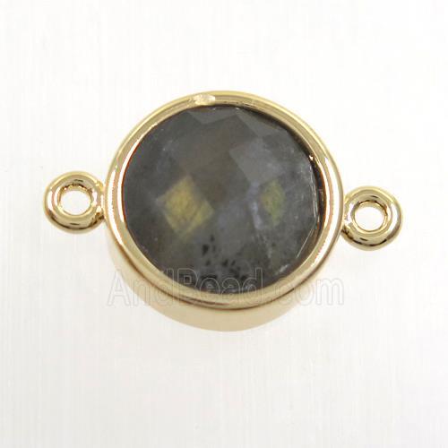 Labradorite malachite circle connector, gold plated