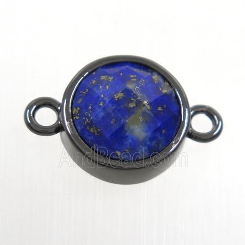 blue Lapis circle connector, black plated