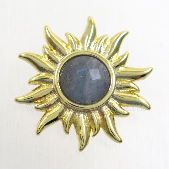 Labradorite sunflower pendant, gold plated