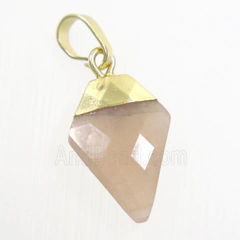 peach MoonStone arrowhead pendant, gold plated