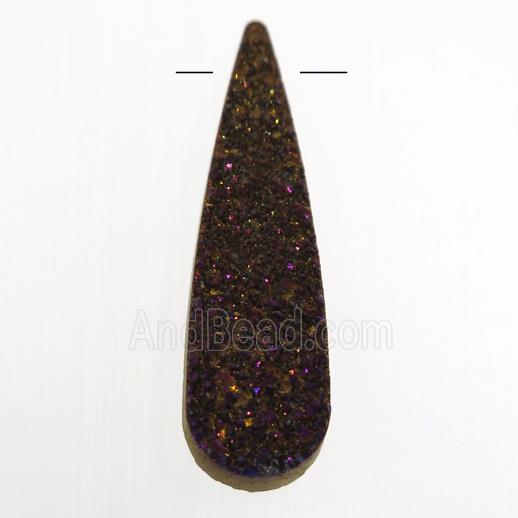 purple druzy quartz pendant, teardrop