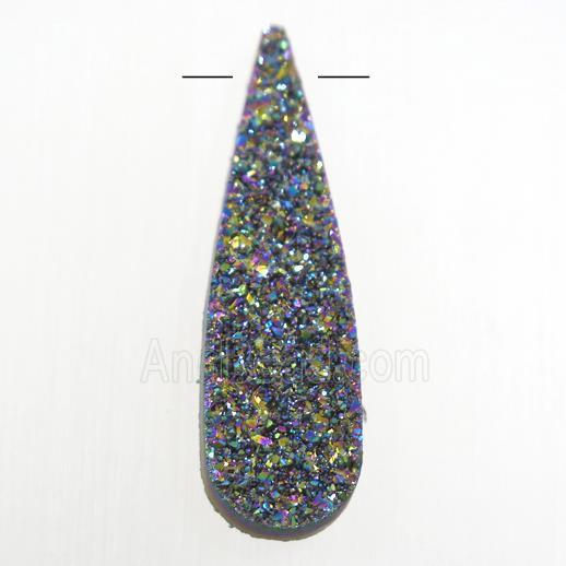 rainbow druzy quartz pendant, teardrop