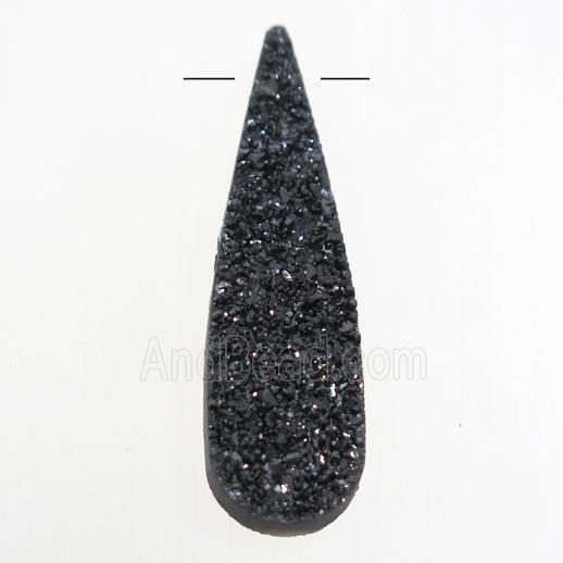 black druzy quartz pendant, teardrop
