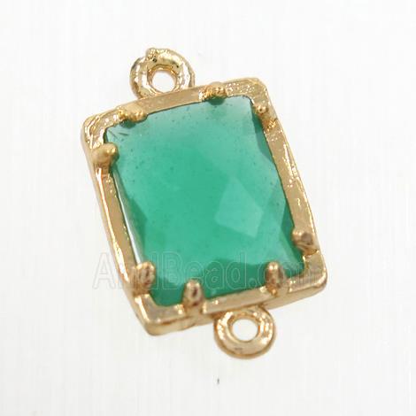 sping green glass connector, rectangle, gold plated