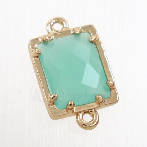 green glass connector, rectangle, gold plated