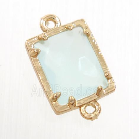 whitegreen glass connector, rectangle, gold plated