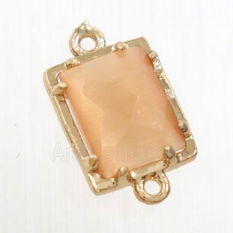 orange glass connector, rectangle, gold plated