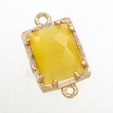 yellow glass connector, rectangle, gold plated