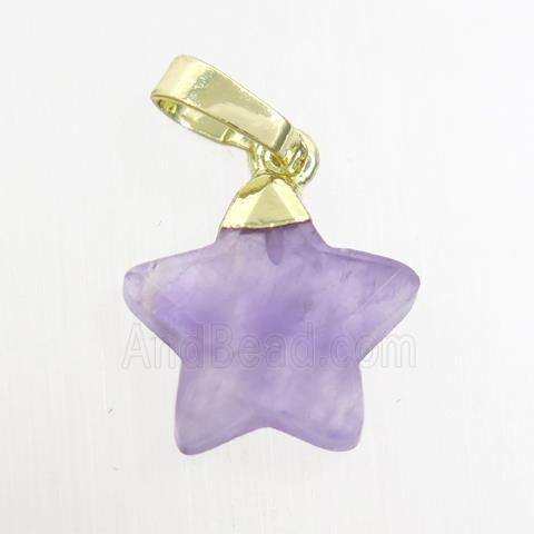 purple Amethyst star pendant, gold plated