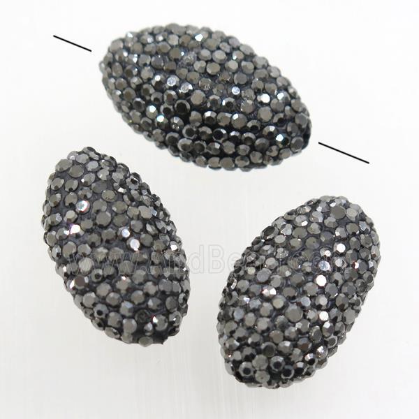 Resin oval beads pave rhinestone