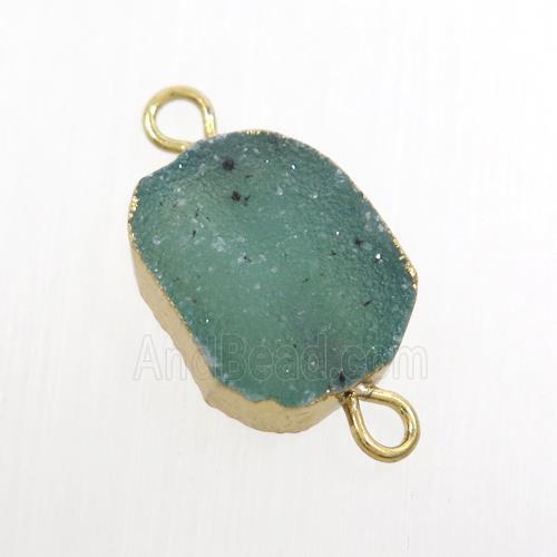 blue Druzy Agate connector, gold plated