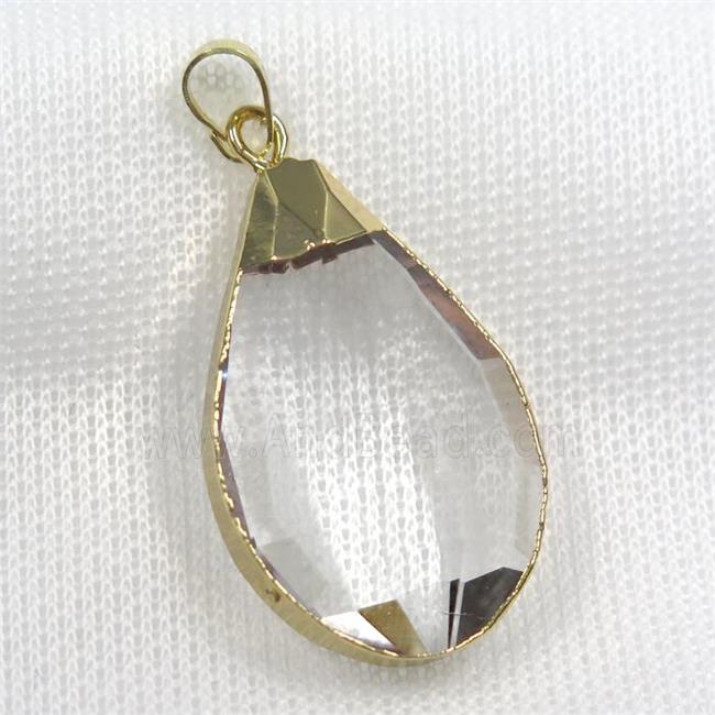 Glass crystal teardrop pendants, gold plated