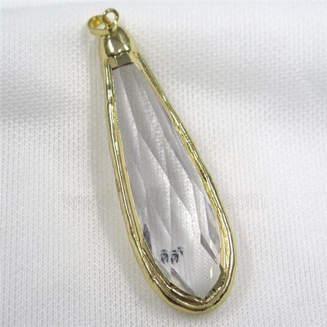 Glass crystal teardrop pendants, gold plated