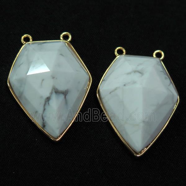white Howlite Turquoise arrowhead pendants, gold plated