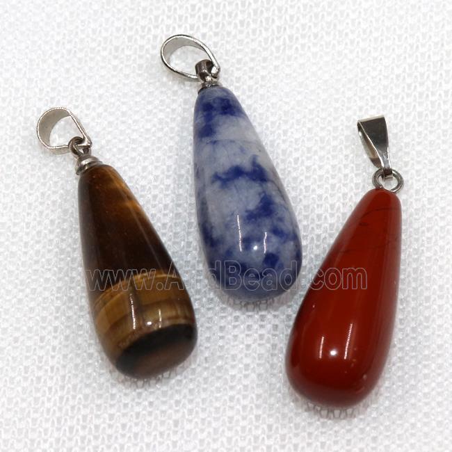 mixed gemstone pendants, teardrop