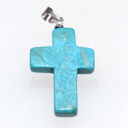 blue turquoise pendants, cross