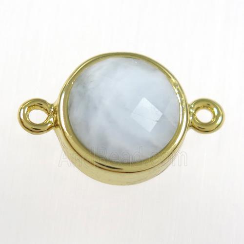 Aquamarine circle connector, gold plated
