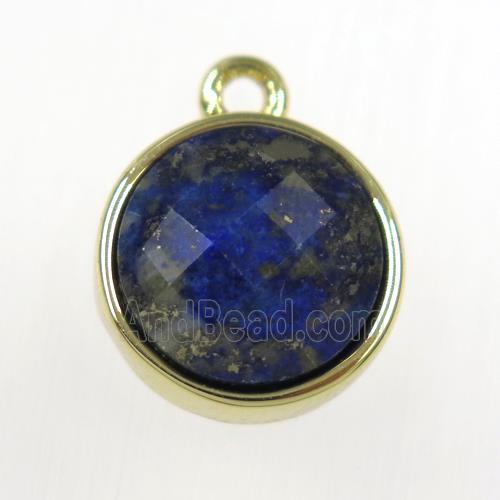 blue Lapis Lazuli circle pendant, gold plated