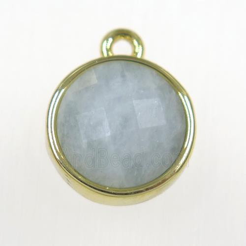Aquamarine circle pendant, gold plated