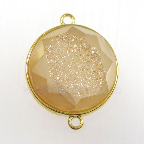 champagne druzy agate connector, circle, gold plated