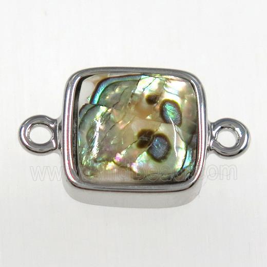 Paua Abalone shell connector, platinum plated