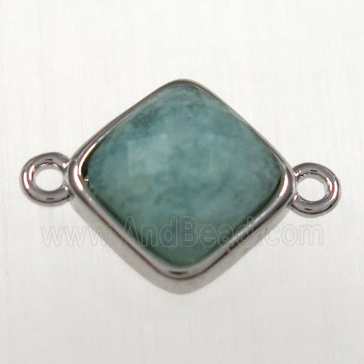 Amazonite connector, platinum plated