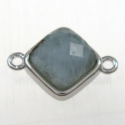 lt.blue Aquamarine connector, platinum plated