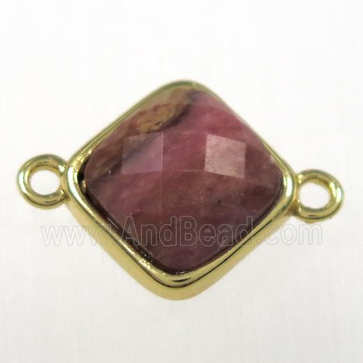 pink Rhodonite connector, gold plated