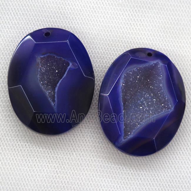 purple druzy agate pendants, faceted freeform