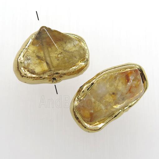 yellow citrine beads, 24K gold plated