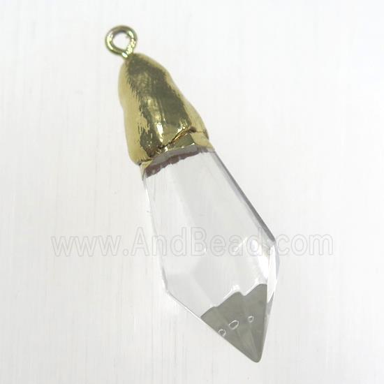 Glass crystal teardrop pendants, gold plated