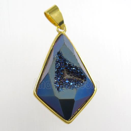 blue Druzy Agate teardrop pendant