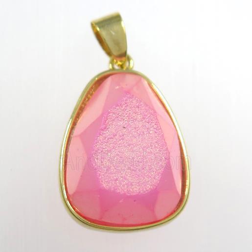 pink Druzy Agate teardrop pendant