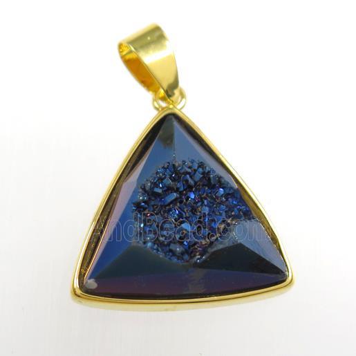 blue Druzy Agate triangle pendant