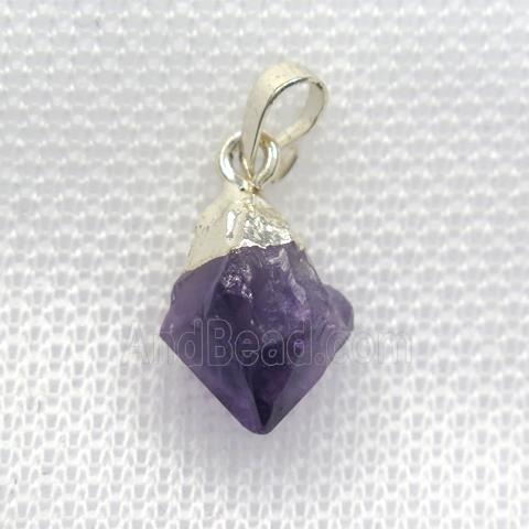 amethyst pendants, teardrop, silver plated