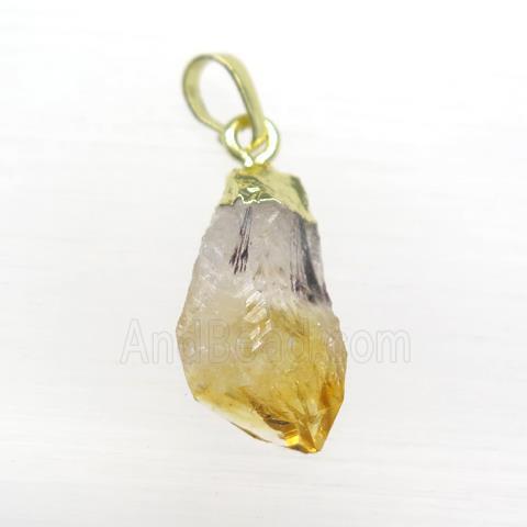 citrin pendants, teardrop, gold plated