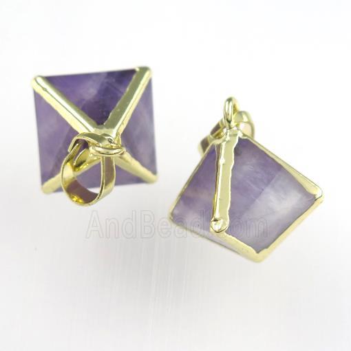 purple Amethyst pendant, gold plated