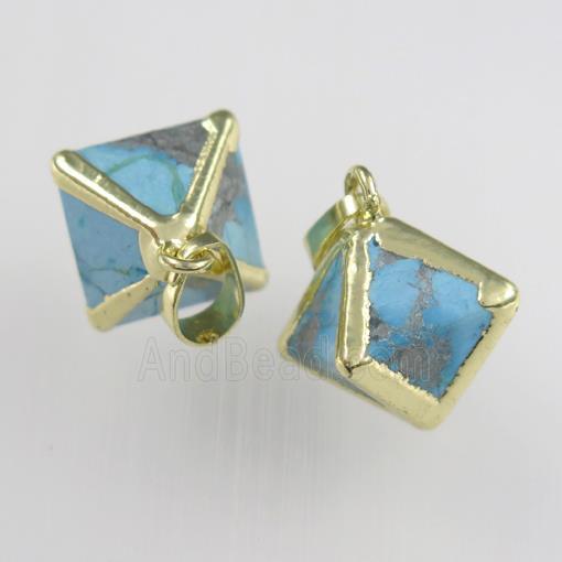 blue Turquoise pendant, gold plated