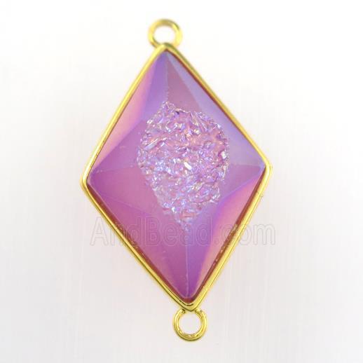purple Druzy Agate rhombus connector