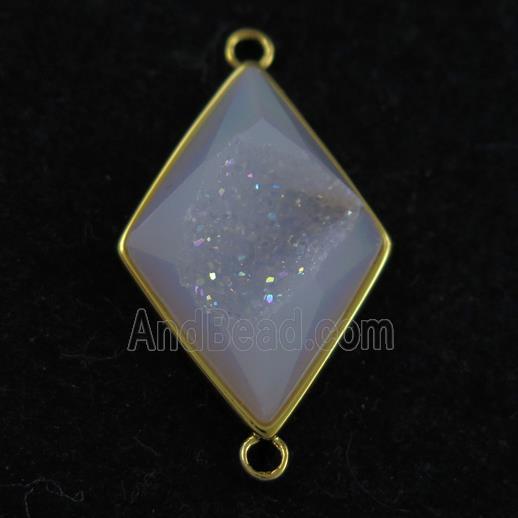 white AB-color Druzy Agate rhombus connector