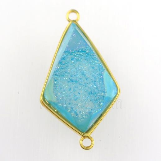 peacock blue Druzy Agate teardrop connector