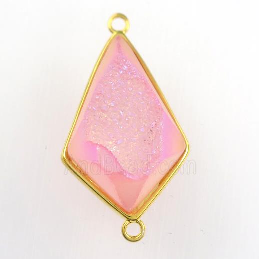 pink Druzy Agate teardrop connector