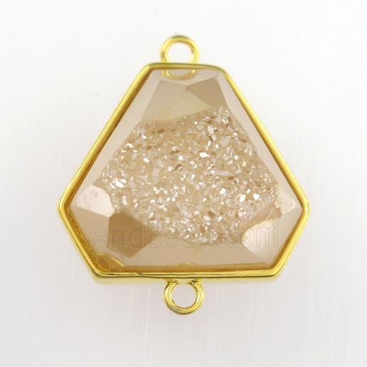 gold champagne Druzy Agate triangle connector