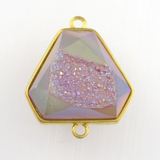 purple Druzy Agate triangle connector
