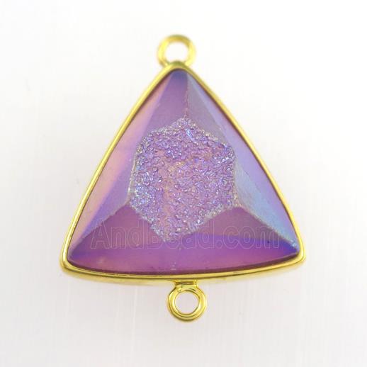 purple Druzy Agate triangle connector
